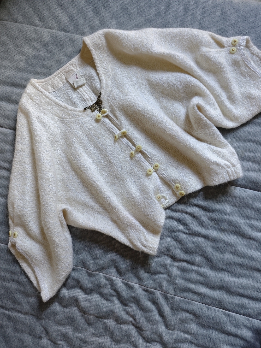 Vintage Le Blanc Moutom Mohair Women’s cardigan with Dolman sleeves